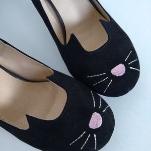 T.U.K. size 7 cat heel, 3.5", vegan (microfiber)